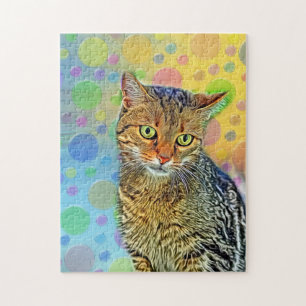 Cute kitten - abstrakt - färglös målning pussel
