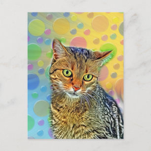 Cute kitten - abstrakt - färglös målning vykort
