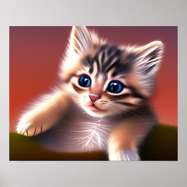 Cute Kitten AI Photo Stil Poster (Framsidan)