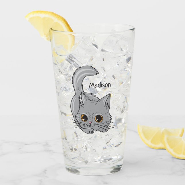 Cute Kitten, anpassat namnpint glas (Framsida Ice)