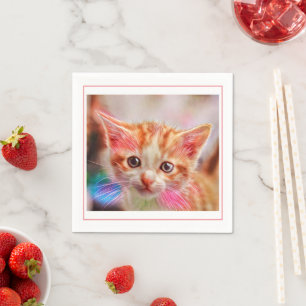 Cute Kitten Ansikte Ginger Cat Pappersservett