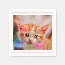 Cute Kitten Ansikte Ginger Cat Pappersservett