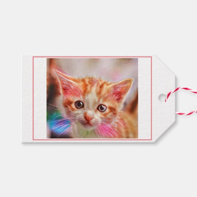 Cute Kitten Ansikte Ginger Cat Presentetikett (Framsidan (Horizontal))