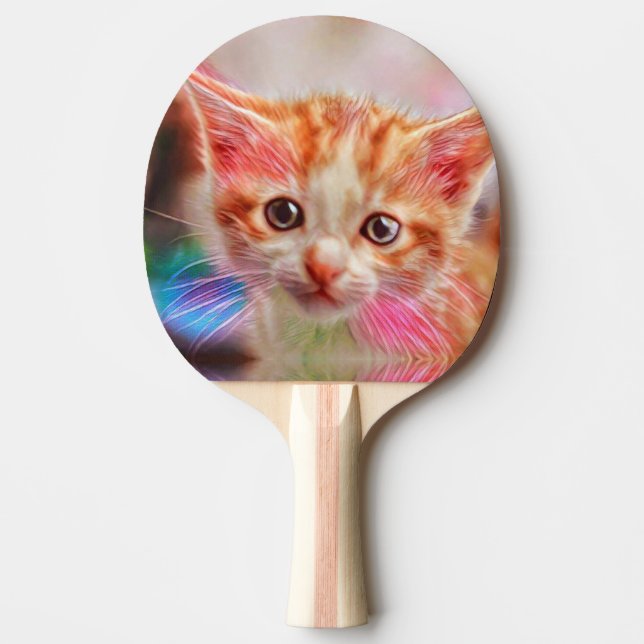 Cute Kitten Ansikte Ginger Cat Sketch Pingisracket (Framsidan)