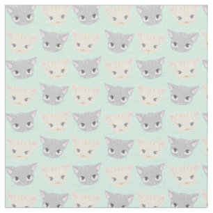 Cute Kitten Ansikte Mönster Tyg