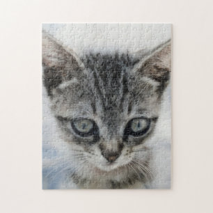 Cute Kitten Art Puzzle Grått Kattunge Pussel