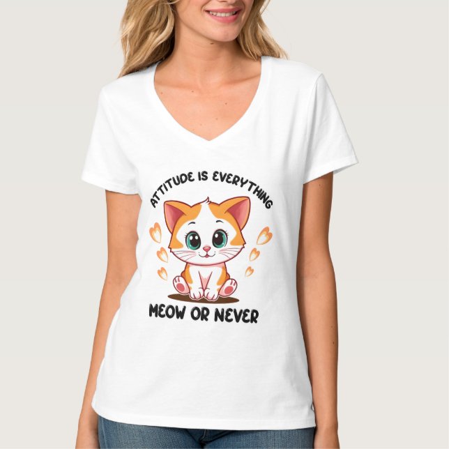 Cute Kitten Attitude T-Shirt (Framsida)