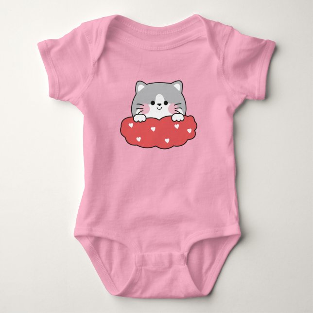 Cute Kitten Baby Girl Bodysuit – Adorable Cat Desi T Shirt (Framsida)