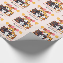 Cute Kitten Balloon Namn Barns födelsedag Presentpapper
