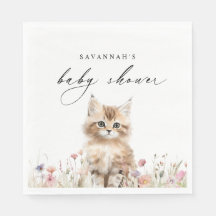Cute Kitten | Bebisdusch för Vår Blommigt-tema