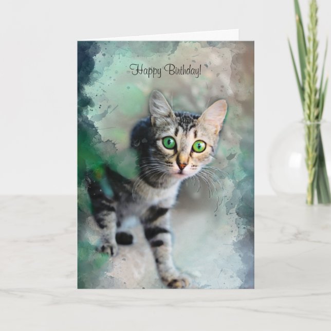 Cute Kitten Birthday Card från katten Tack Kort (Framsida)