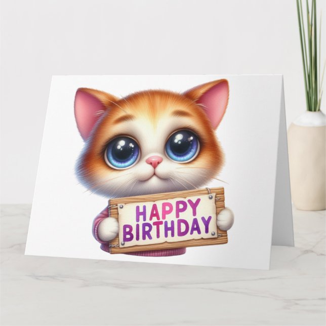 Cute Kitten Birthday Card Kort (Framsida)