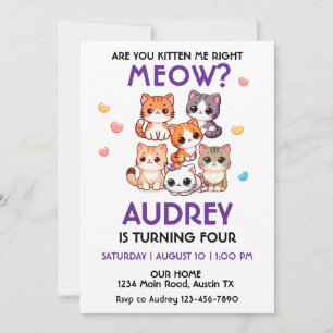 Cute Kitten Birthday-inbjudan Inbjudningar