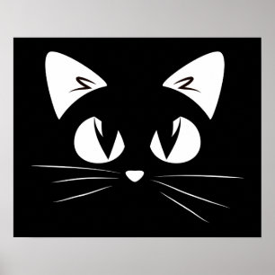 Cute Kitten Black White Funny Kattunge Poster