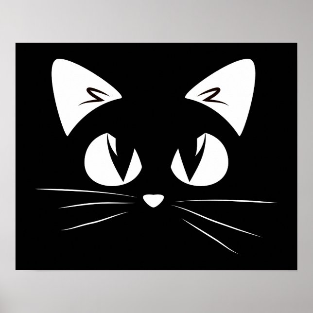 Cute Kitten Black White Funny Kattunge Poster (Framsidan)