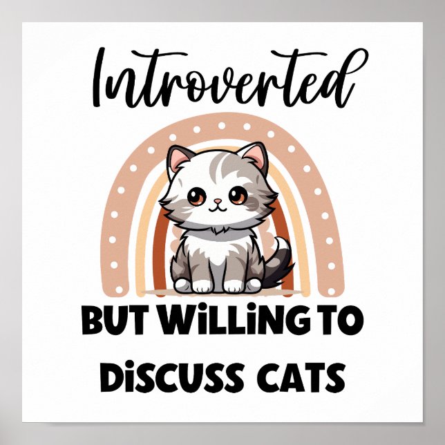 Cute Kitten Boho Rainbow "Introverted" Graphic Poster (Framsidan)