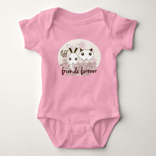 Cute Kitten Bunny Animal Best Friends Rosa Girl T Shirt