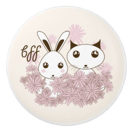 Cute Kitten Bunny Animal Friends Girls Kids Room Knopp
