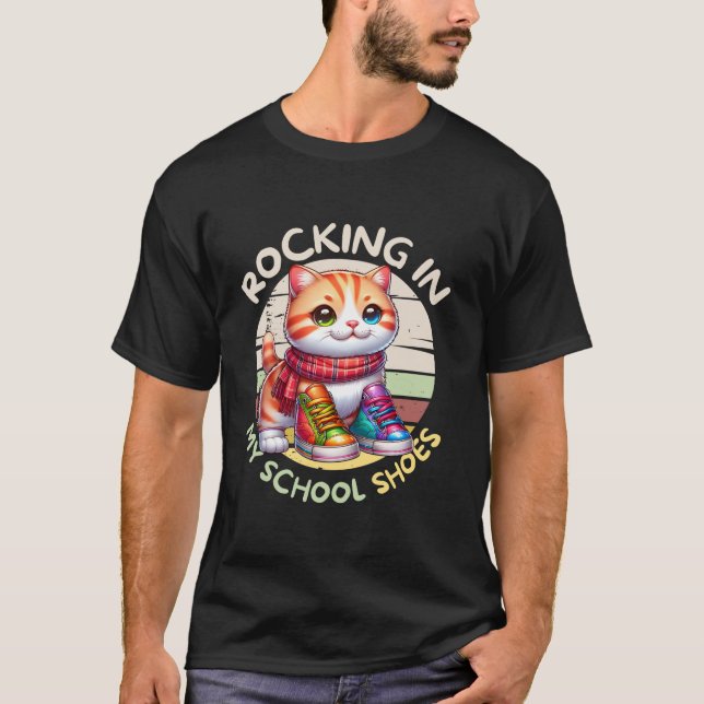 Cute Kitten Cat Back to school Rocking in My Schoo T Shirt (Framsida)