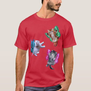 Cute Kitten Cat Cupid Angel med Butterfly Vingar T Shirt