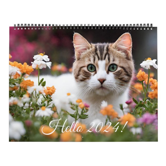 Cute Kitten Cat Flower Daily Monaily Yarly 2026 Kalender (Omslag)