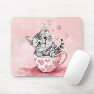 CUTE KITTEN CAT I VALENTINES DAY TEKOPP MUSMATTA