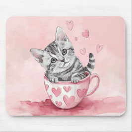 CUTE KITTEN CAT I VALENTINES DAY TEKOPP MUSMATTA