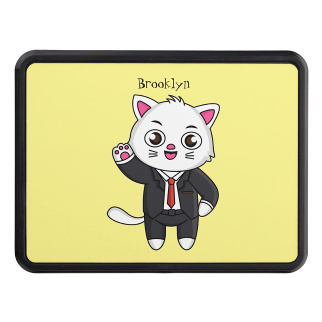 Cute kitten cat in business suit cartoon dragkroksskydd (Framsidan)
