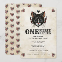 Cute Kitten Cat Rockabilly Tatto 1:a födelsedagen
