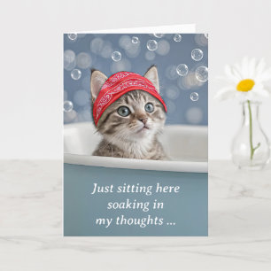 Cute Kitten Cat saknas i en Bubble Bath Kort