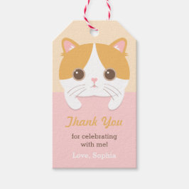 Cute Kitten Cat Tack Födelsedagsfest Gift Märkres Presentetikett
