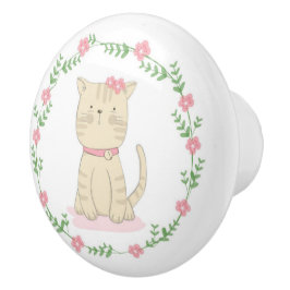 Cute Kitten Ceramic Knob Knopp