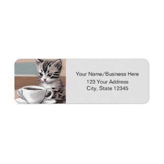 Cute Kitten Coffee Returadress Etikett