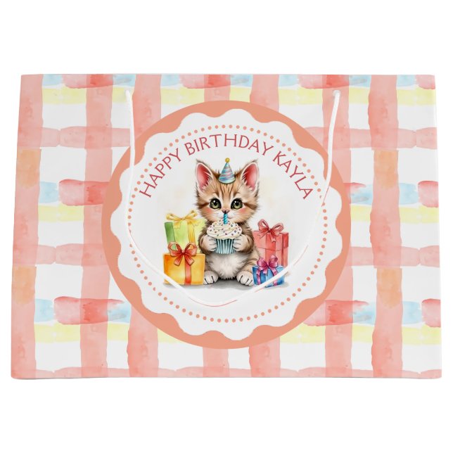 Cute Kitten Coral Play Personlig Birthday (Framsidan)