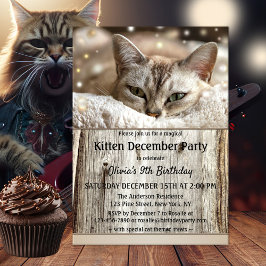 Cute Kitten December Barns födelsedag Party Inbjudningar