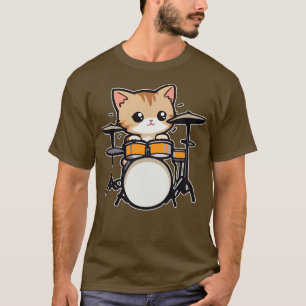 Cute Kitten Drummer för Kattdjur Music Älskare T Shirt