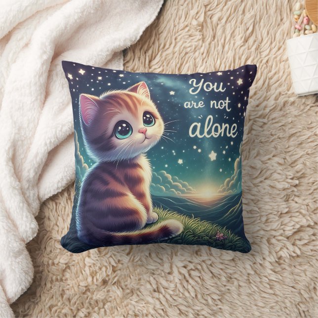 Cute Kitten du är inte Ensam Pillow Kudde (Filt)