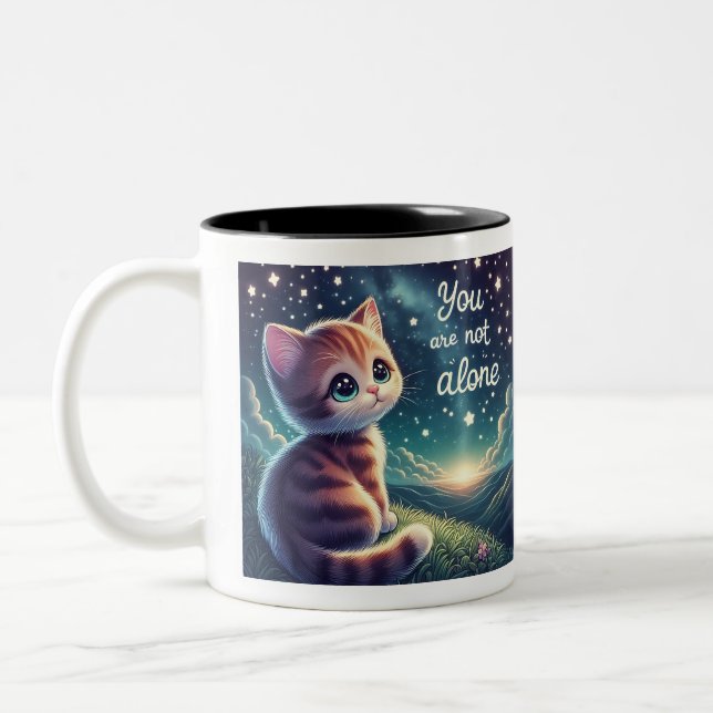 Cute Kitten du inte är Ensam Mugg Kopp (Vänster)