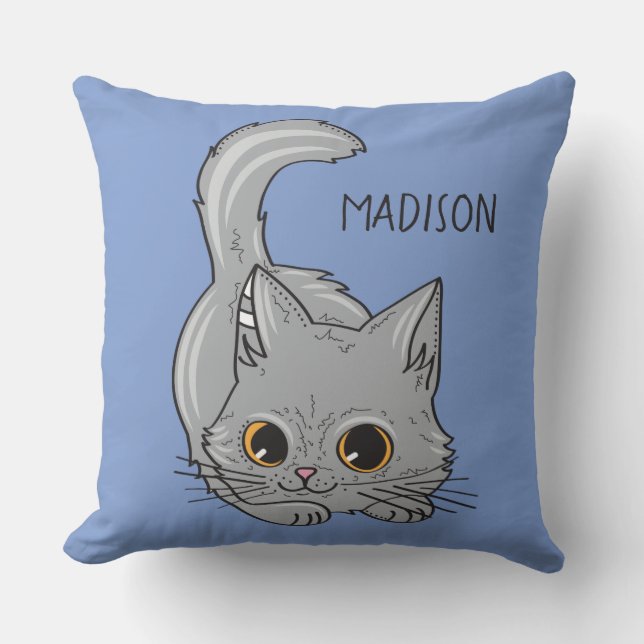 Cute Kitten, eget namn & färg dekorativ kudde (Framsida)