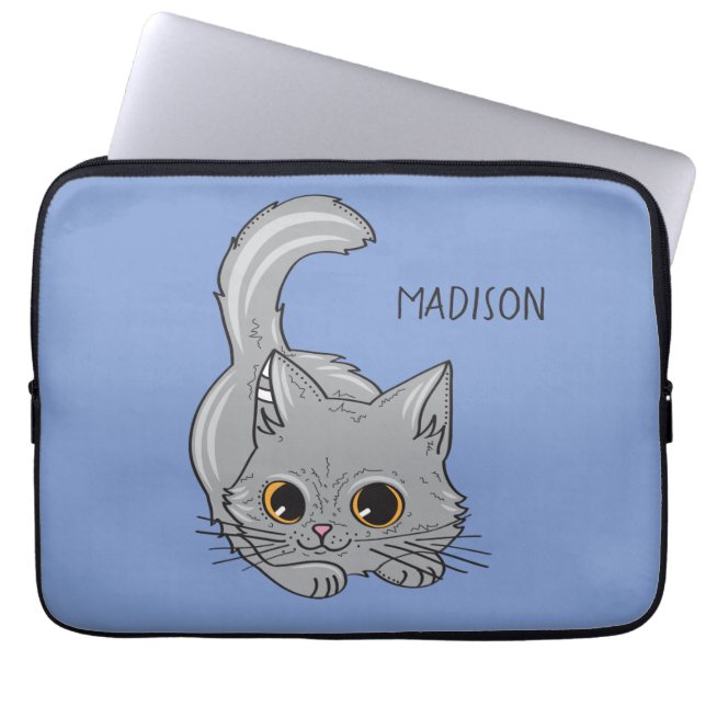 Cute Kitten, eget namn & färg laptop sleeve (Framsidan)