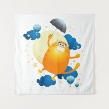 Cute Kitten Flyg med Parbrella