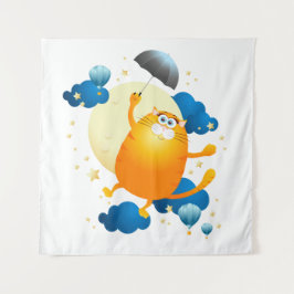 Cute Kitten Flyg med Parbrella