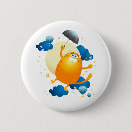 Cute Kitten Flyg med Parbrella Knapp