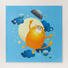 Cute Kitten Flyg med Parbrella Pussel