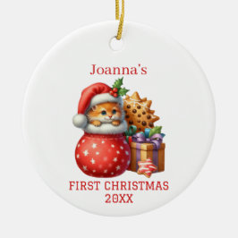 Cute Kitten Första jul Julgransprydnad Keramik