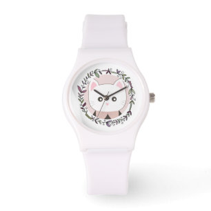 Cute Kitten Framed av Flowers Armbandsur