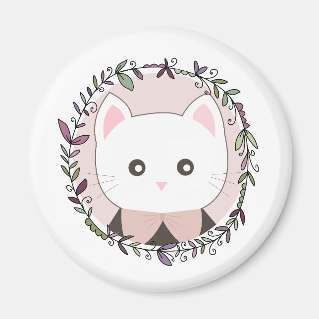 Cute Kitten Framed av Flowers Magnet (Framsidan)