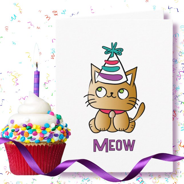 Cute Kitten Funny Sweet Cat Tecknad Birthday Kort (Skapare uppladdad)