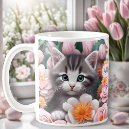 Cute Kitten Garden Cat Lover Namn Mugg