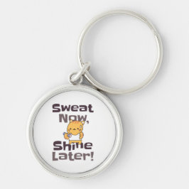 Cute Kitten Gym Keychain - Sweat Now Shine Senare! Rund Silverfärgad Nyckelring